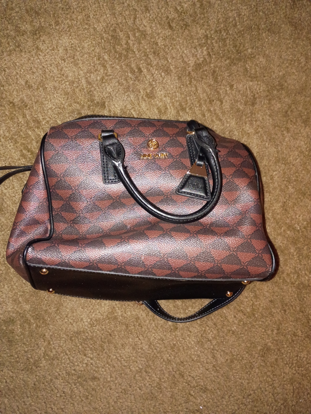 Nine West Brown Patterned Dome Duffle Bag
